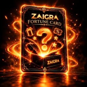 ZAIGRA Fortune Card mystery collectible cards with glowing orange fantasy design and exclusive rewards